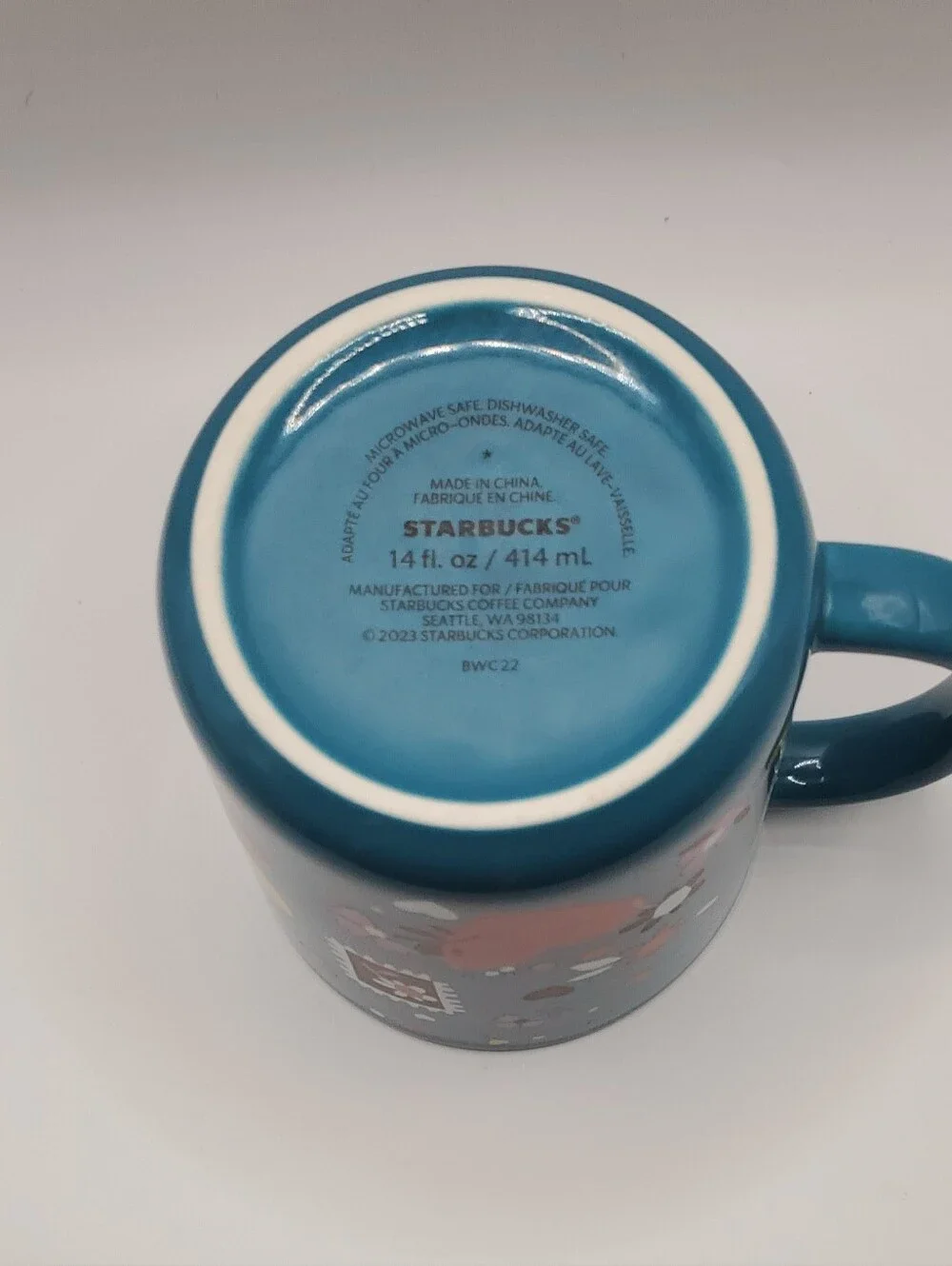 Starbucks Teal Hearts Floral Confetti Mug 2023
